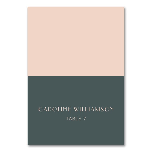 Minimalist Modern Art Deco Teal Blush Place Card (Front)