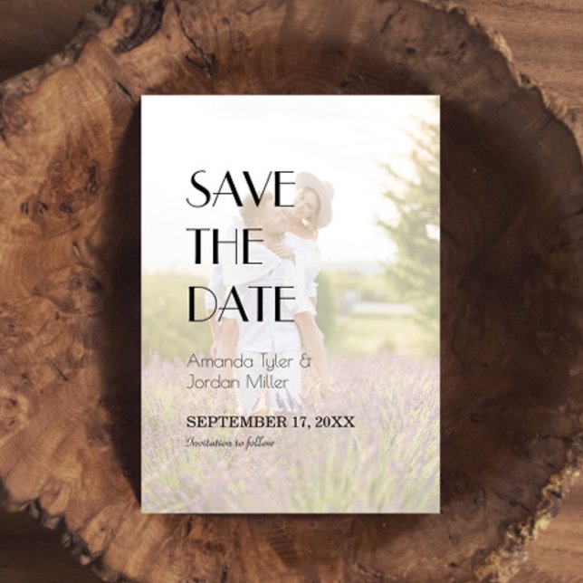 Minimalist Modern Art Deco Wedding Front Photo Save The Date (Creator Uploaded)