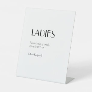 Minimalist Modern Art Deco Wedding Ladies Bathroom Pedestal Sign