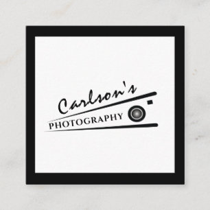 Minimalist modern artistic camera Photographer Square Business Card
