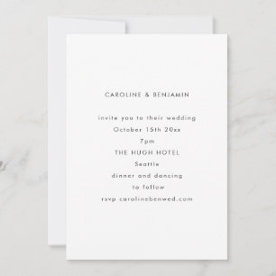 Minimalist Modern Autumn Black White Wedding Invitation