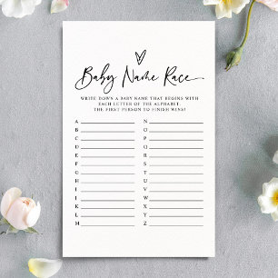 Minimalist Modern Baby Name Race Baby Shower Game