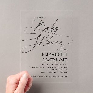 Minimalist Modern Baby Shower Acrylic Invitations