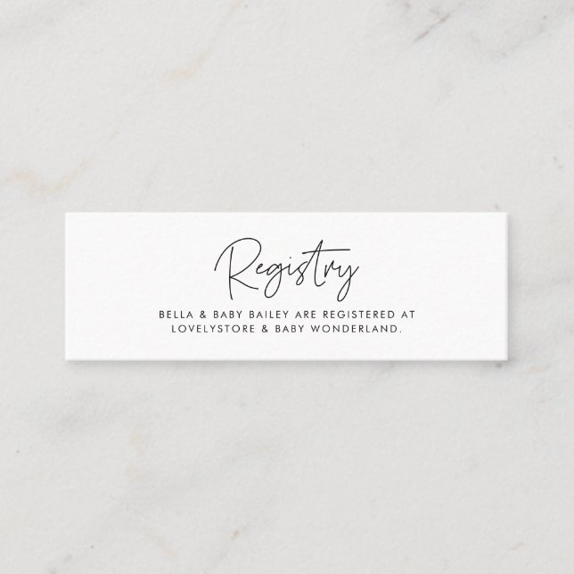 Minimalist modern Baby shower registry card (Front)