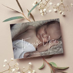 Minimalist modern Baby shower thank you card<br><div class="desc">Simple and elegant baby shower thank you card. Fully customisable with your baby's picture,  name and other details. Editable colours and customisable dotted background.</div>