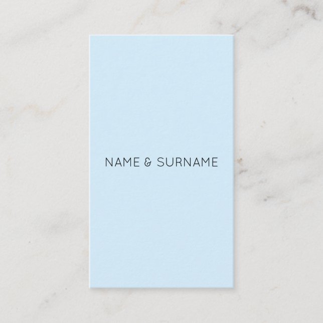 Minimalist Modern BabyBlue Vertical Business Card (Front)