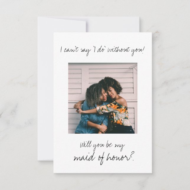 Minimalist modern Be my maid of honor bridesmaid (Front)