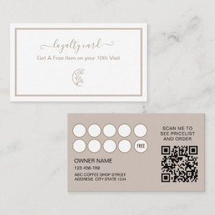 Minimalist Modern Beige Bakery Loyalty Card