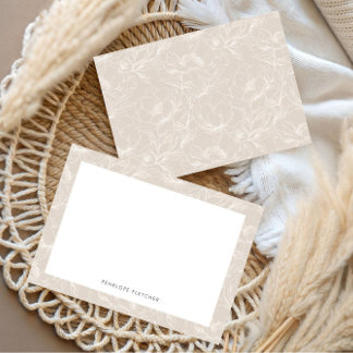 Minimalist Modern Beige Border Botanical Line Art Card