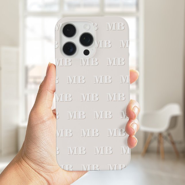Minimalist Modern Beige Initial Pattern Monogram Case-Mate iPhone Case (Creator Uploaded)