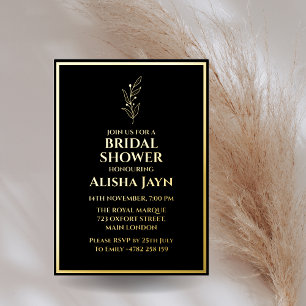 Minimalist Modern Black and Golden Bridal Shower