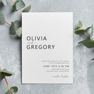 Minimalist Modern Black and Whit Wedding Invitation