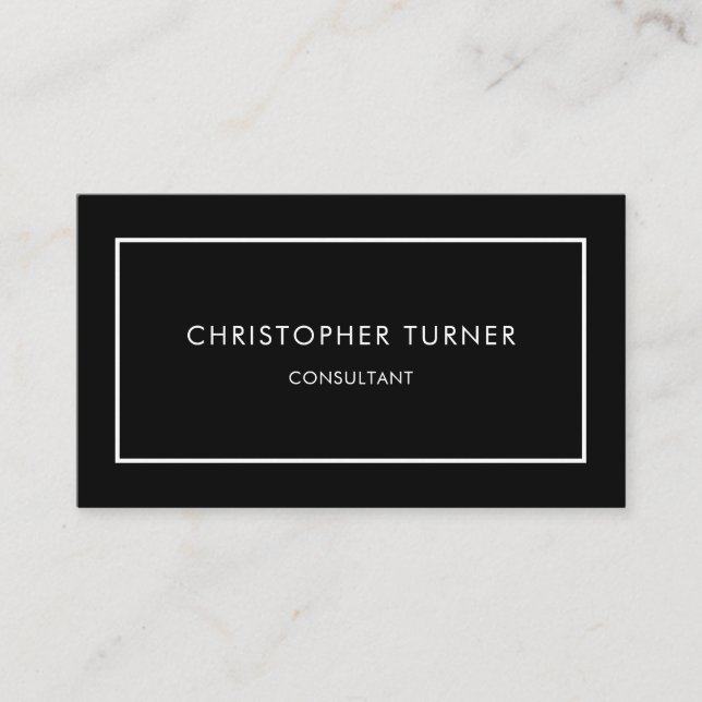Minimalist Modern Black and White Business Card (Front)