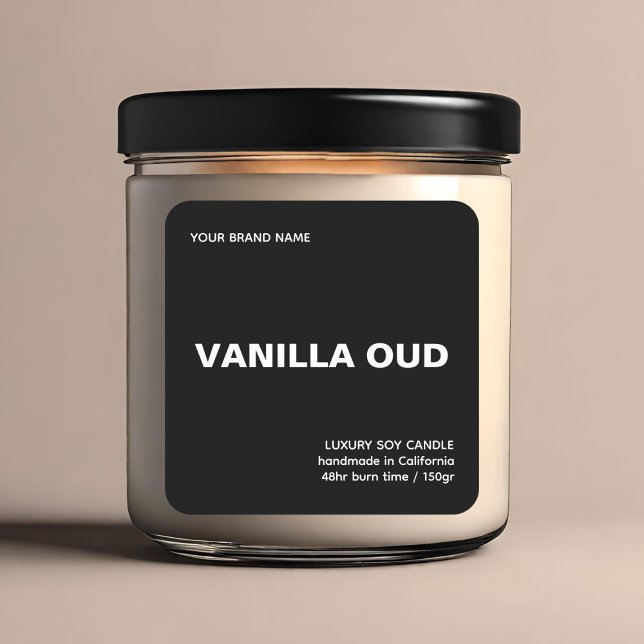 Minimalist modern black and white luxury candle  square sticker (Creator Uploaded)