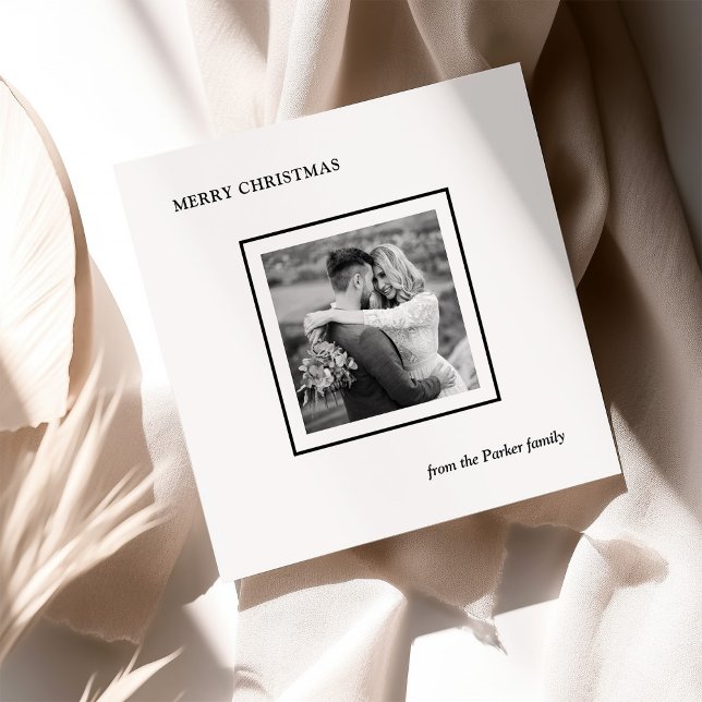 Minimalist Modern Black and White Photo Christmas Holiday Card (Creator Uploaded)