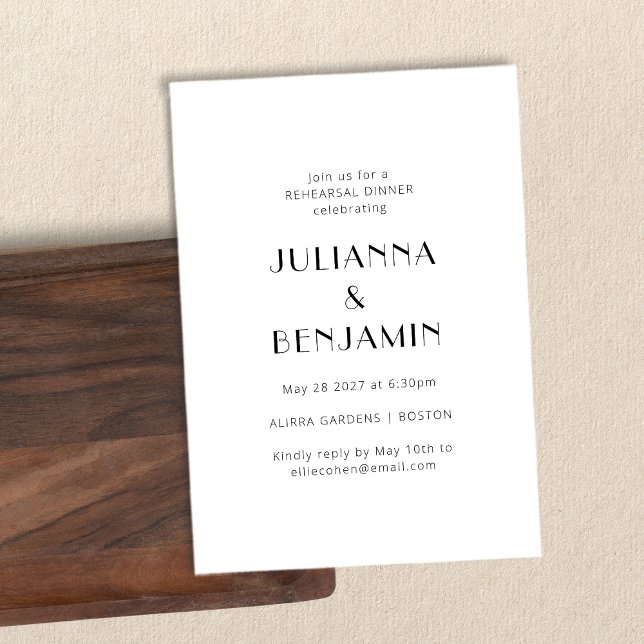 Minimalist Modern Black and White Rehearsal Dinner Invitation (Creator Uploaded)