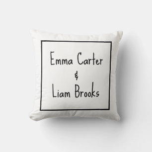 Minimalist Modern Black and White Wedding Keepsake Cushion