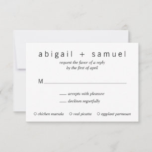 Minimalist Modern Black and White Wedding RSVP Card