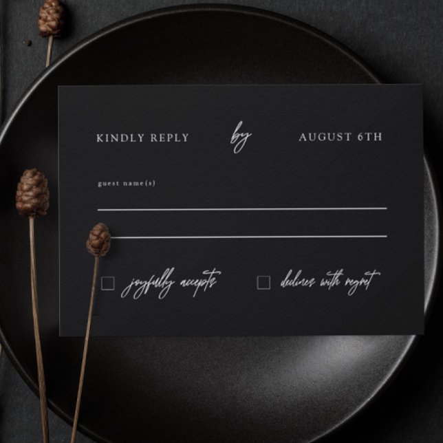 Minimalist Modern Black and White Wedding RSVP Card (Creator Uploaded)