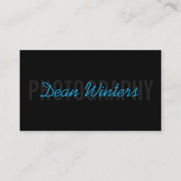 Minimalist Modern Black Blue Photographer Business Card