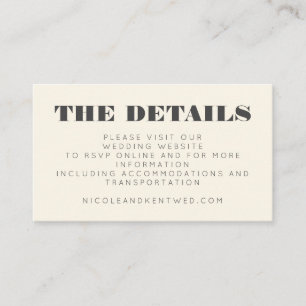Minimalist Modern Black Chic Wedding Website  Enclosure Card