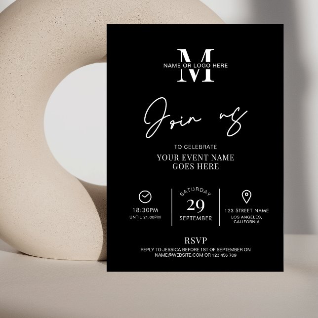 Minimalist Modern Black Conference Business Event Invitation (Creator Uploaded)