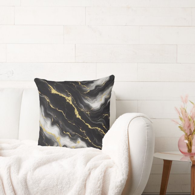 Minimalist Modern Black Gold Marble Cushion (Couch)