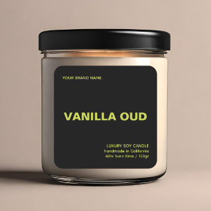 Minimalist modern black green luxury candle square sticker