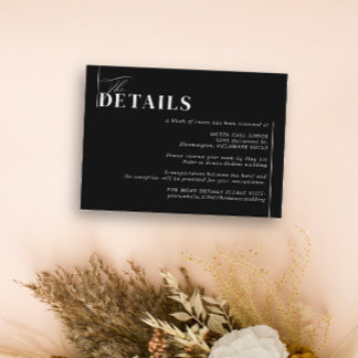 Minimalist Modern Black Moody Wedding Details Enclosure Card