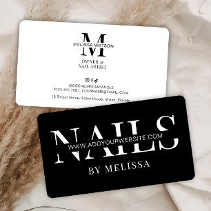 Minimalist Modern Black Nail Artist Nail Salon Business Card