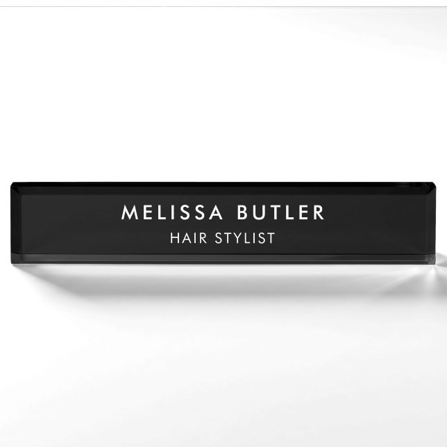 Minimalist Modern Black Nameplate (Front)