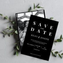 Minimalist modern black photo save the date