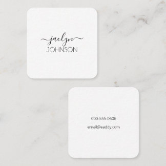 Minimalist Modern Black Script Personalised Name Square Business Card