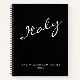 Minimalist Modern Black Script Personalised Travel Notebook