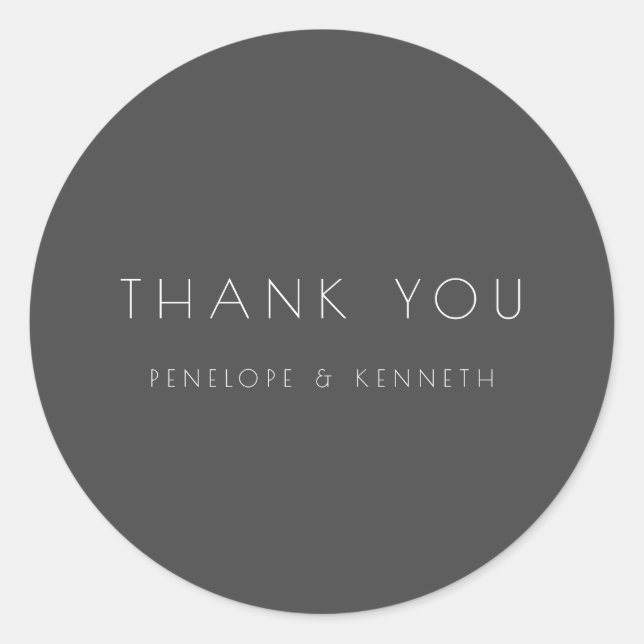 Minimalist Modern Black Simple Wedding Thank You Classic Round Sticker (Front)