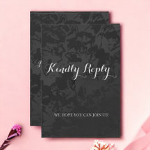 Minimalist Modern Black  Wedding Response Card