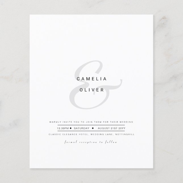 Minimalist Modern Black White Ampersand Wedding    Flyer (Front)