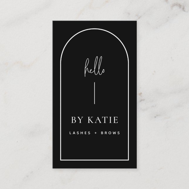 Minimalist Modern Black & White Arch Beauty Business Card (Front)