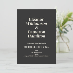 Minimalist Modern Black White Classic Typography Invitation