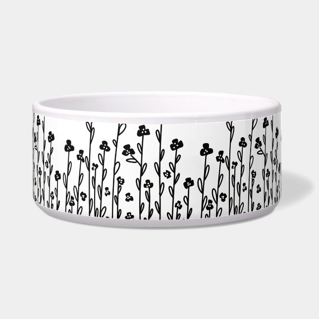 Minimalist modern black white doodle floral (Left)