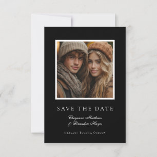 Minimalist Modern Black White Elegant Photo  Save The Date
