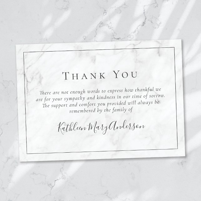 Minimalist Modern | Black White Funeral Sympathy Thank You Card (Creator Uploaded)