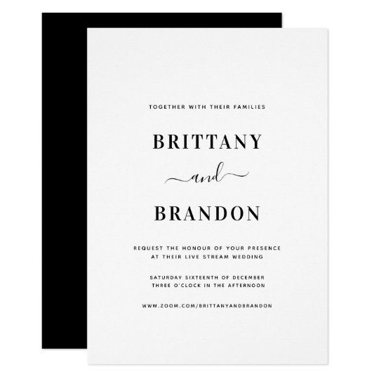 Minimalist Modern Black White Live Stream Wedding