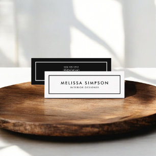 Minimalist Modern Black White Mini Business Card