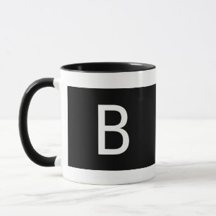 Minimalist Modern Black White Monogram Left Hand Mug