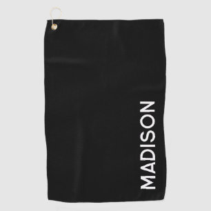 Minimalist Modern Black White Personalised Womens Golf Towel