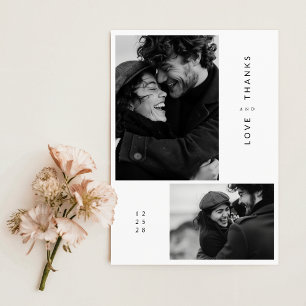 Minimalist Modern Black & White Photo Wedding Thank You Card