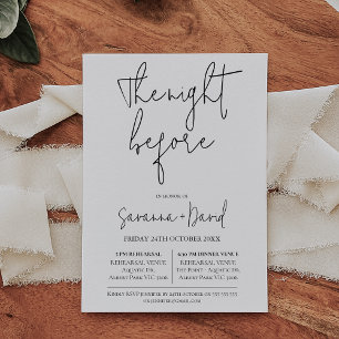 Minimalist Modern Black White Rehearsal Dinner Invitation