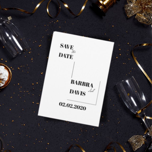 Minimalist Modern Black & White Save the Date Card (Creator Uploaded)