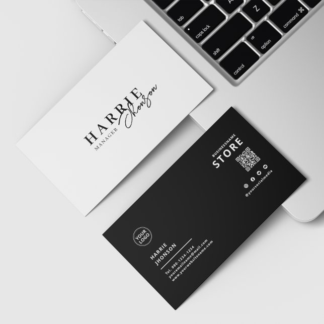 Minimalist Modern Black & White Scannable Business Card (Creator Uploaded)